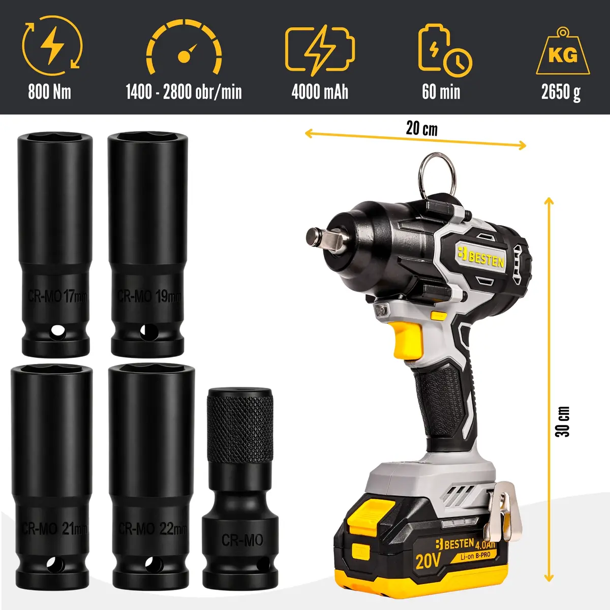 Klucz udarowy BESTEN BE0002892 - specyfikacja.